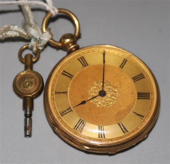 An 18ct gold open face pocket watch.